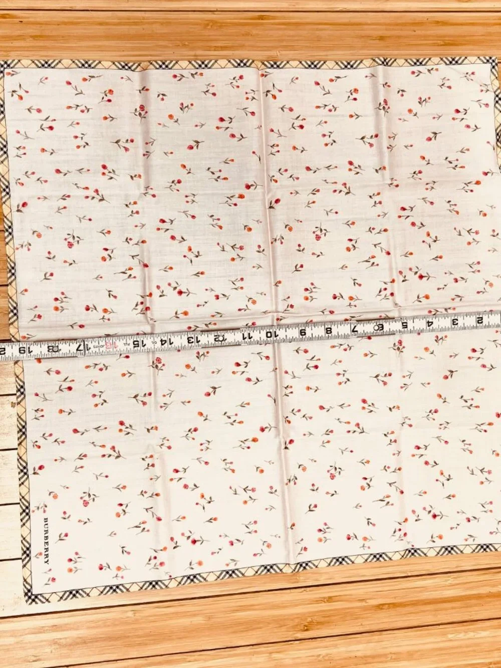 New Never Worn Burberry Neck-kerchief cotton 19.5" Pink Peach  Floral Nova (96 - Picture 8 of 9